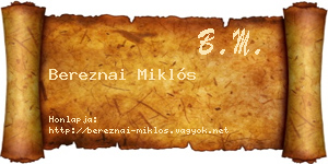 Bereznai Miklós névjegykártya